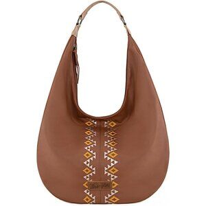 🆕Women Brown Leather Wrangler Aztec Hobo Slouchy Bag Handbag